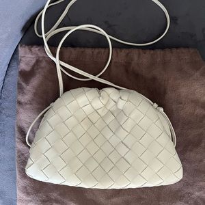 Bottega Veneta chalk white mini woven pouch crossbody